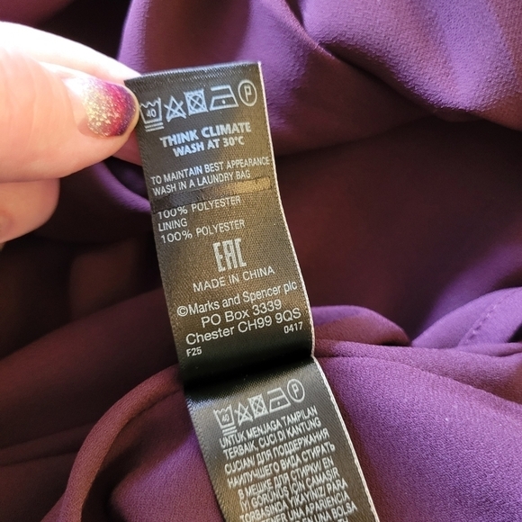 PURPLE M&S Marks and Spencers NWT Occasion Dress Spaghetti Straps Size US 16 - Picture 8 of 15